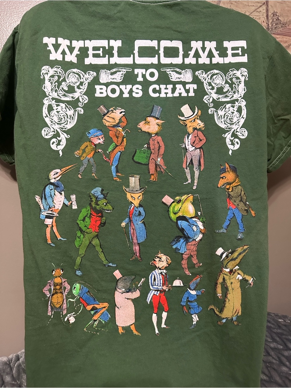Welcome to Boys Chat Green Graphic Tee